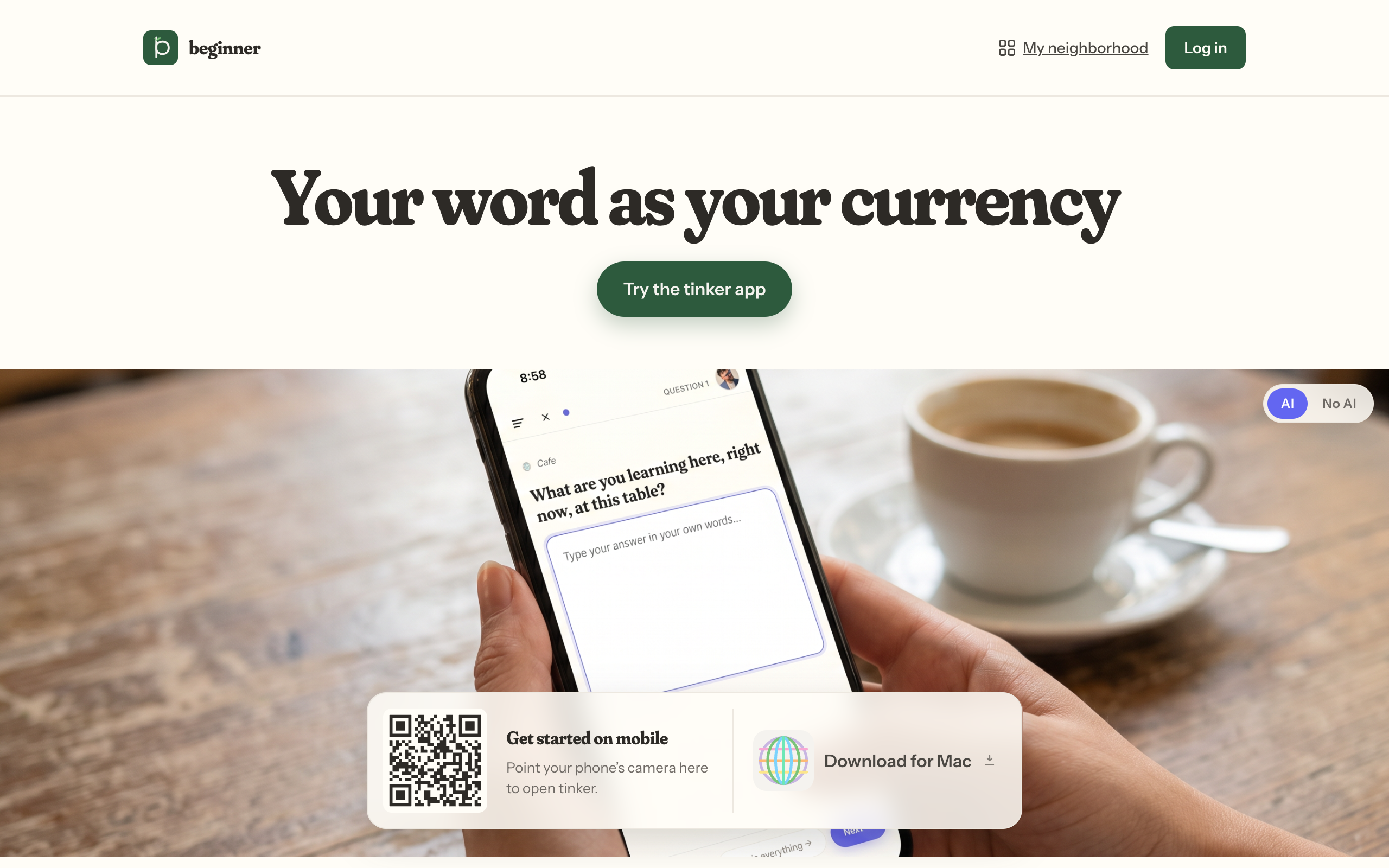 Beginner.work tinker app and word as currency